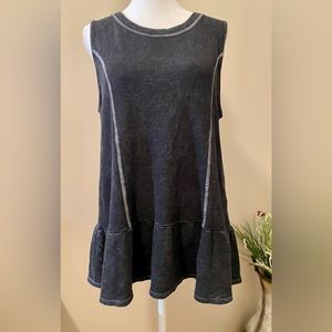 Sew In Love; small; women’s black washed out tank with slight ruffle at bottom